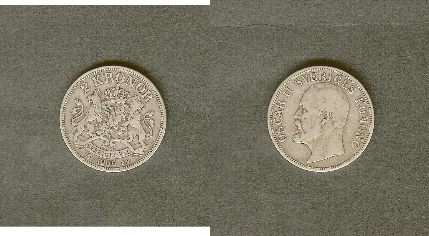 Sweden 2 kronor 1906 gF/aVF
